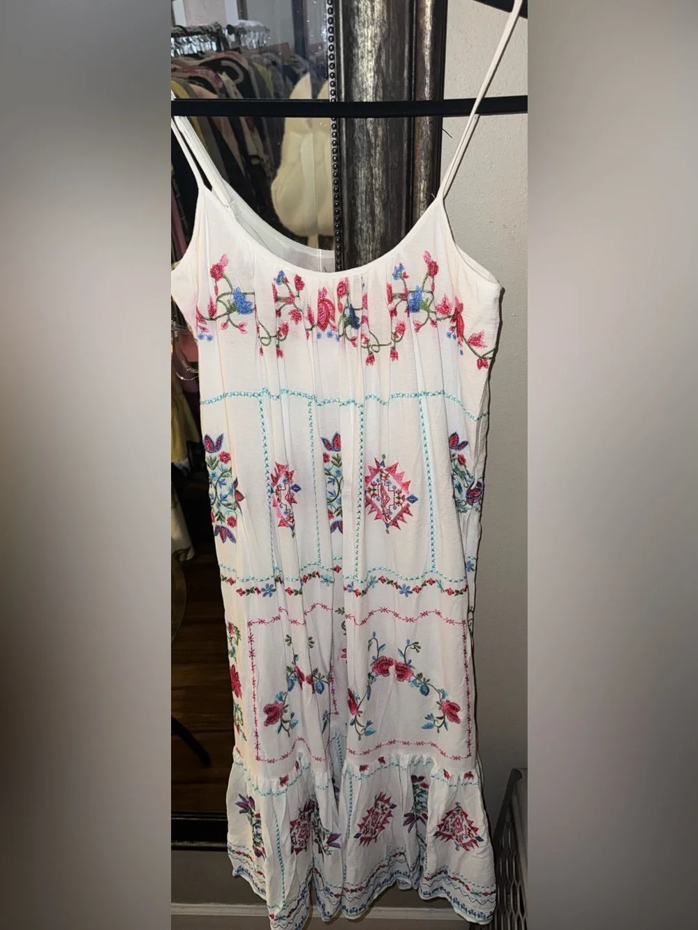 Hale Bob White Maxi Dress with Pink & Blue Embroidery - Picture 7 of 13